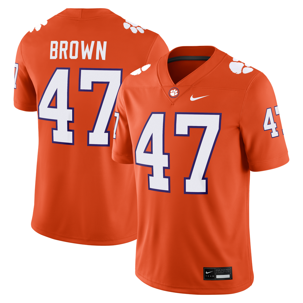Sammy Brown Clemson Tigers Game Football Jersey - Orange product image 2, provided for visual reference and product detail