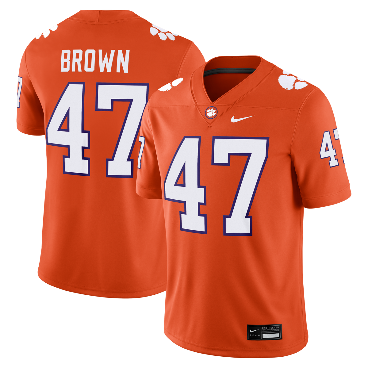 Sammy Brown Clemson Tigers Game Football Jersey - Orange product image 2, provided for visual reference and product detail