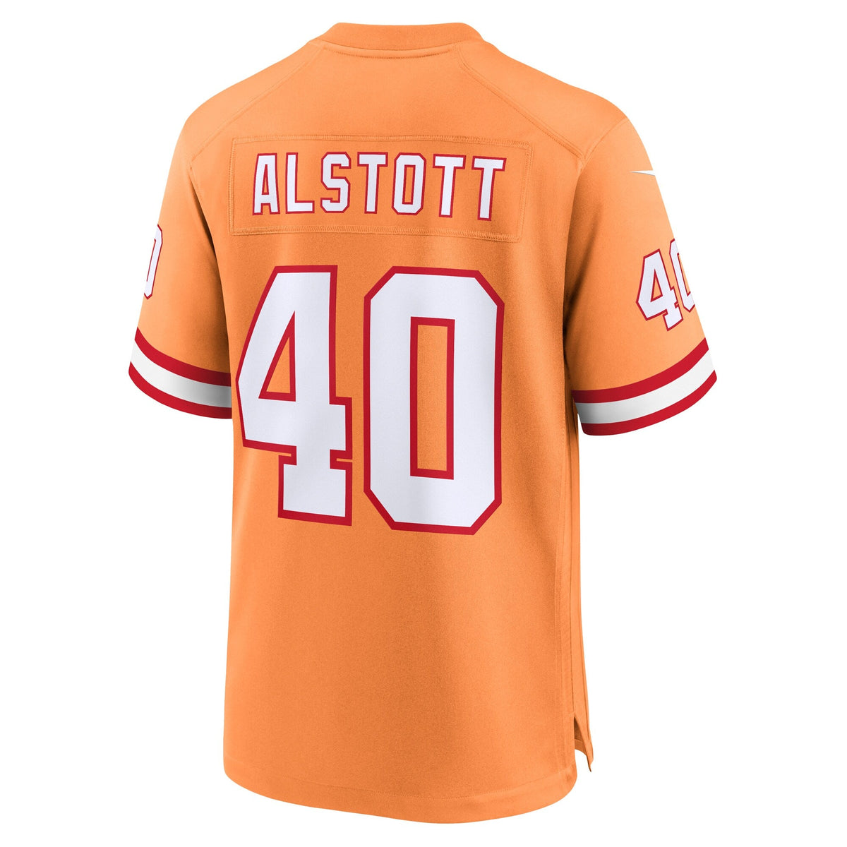Tampa Bay Buccaneers Mike Alstott Orange Throwback Game Jersey product image 4, provided for visual reference and product