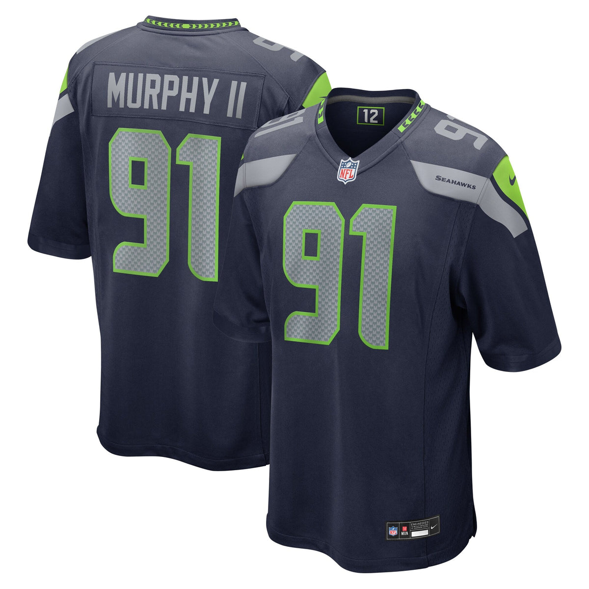 Seattle Seahawks Byron Murphy II College Navy Player Game Jersey product image 2, provided for visual reference and product