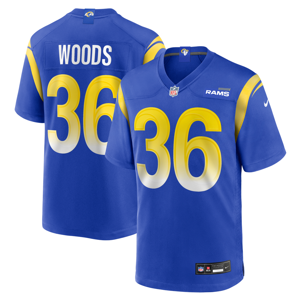 Los Angeles Rams Charles Woods Royal Game Jersey product image 1, provided for visual reference and product detail review