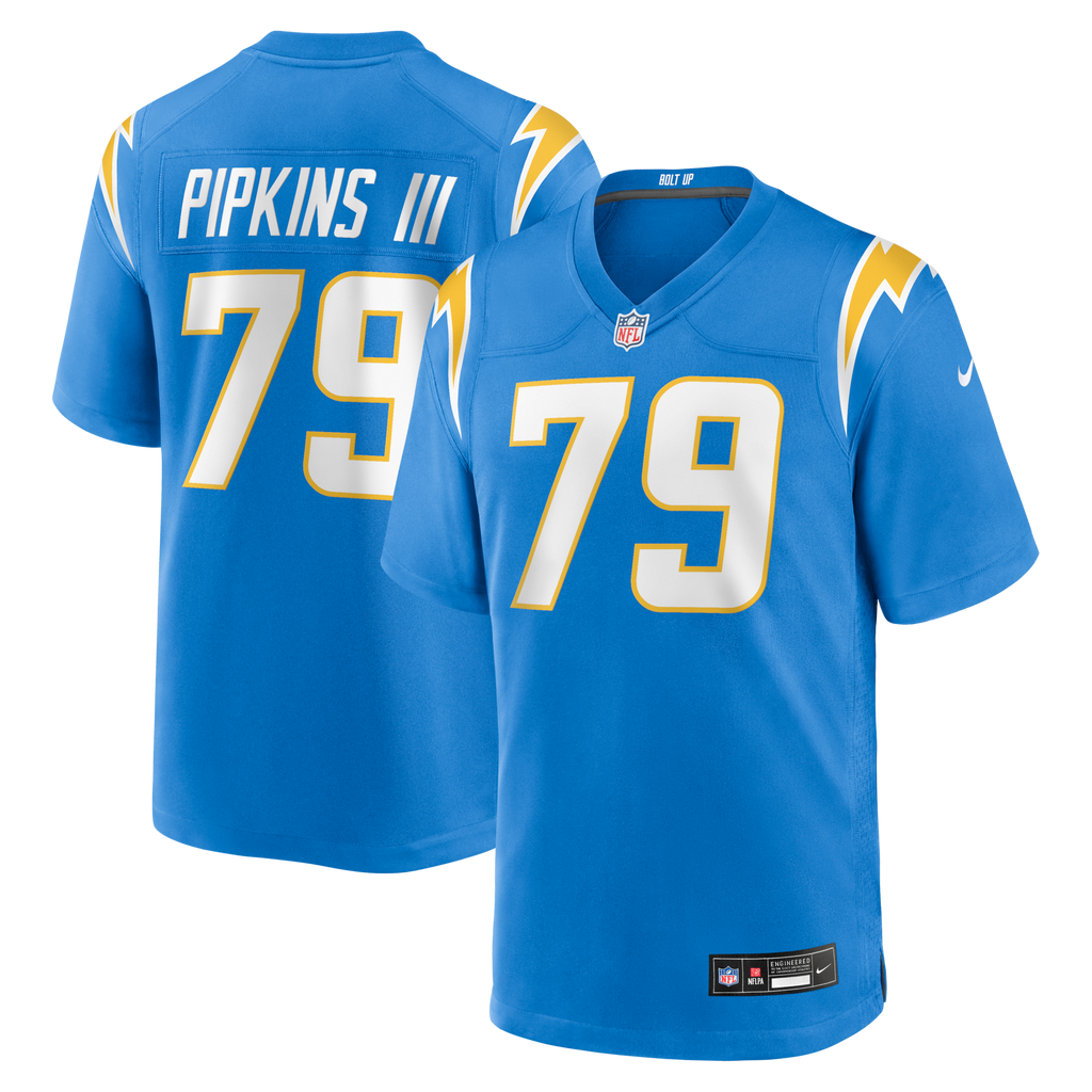 Los Angeles Chargers Trey Pipkins III Powder Blue Game Jersey product image 1, provided for visual reference and product