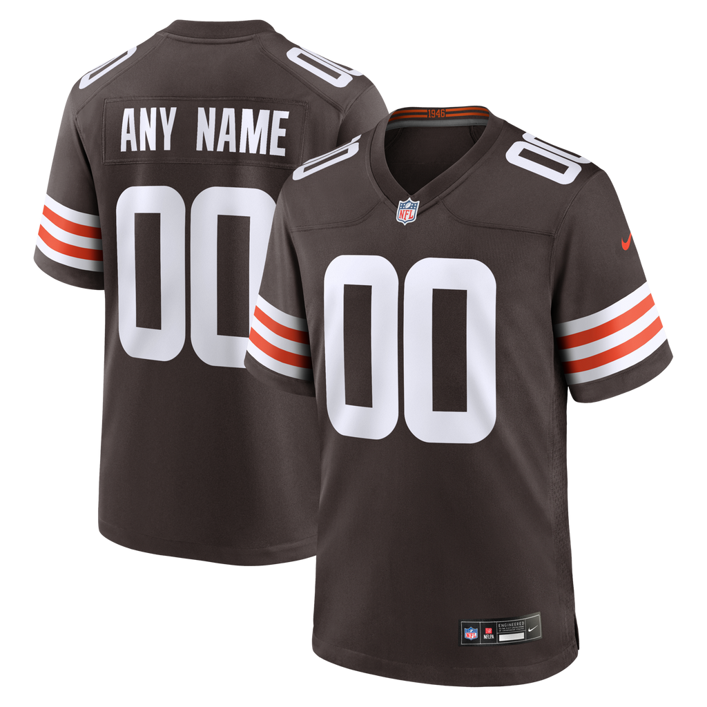 Cleveland Browns Brown Custom Game Jersey product image 2, provided for visual reference and product detail review