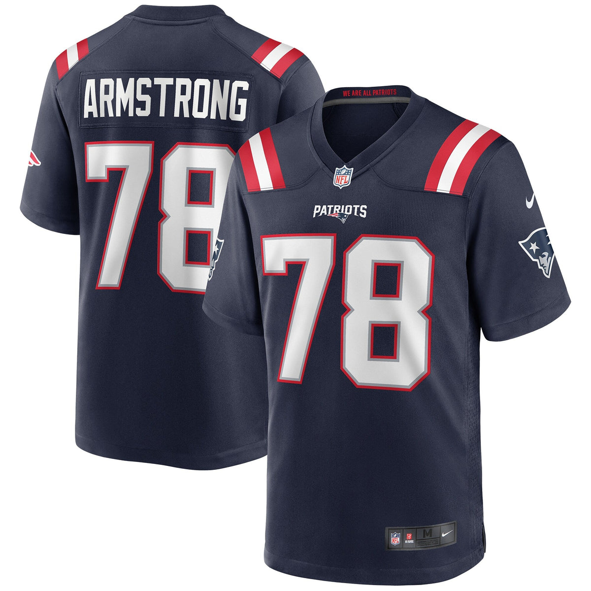 New England Patriots Bruce Armstrong Navy Game Retired Player Jersey product image 1, provided for visual reference and