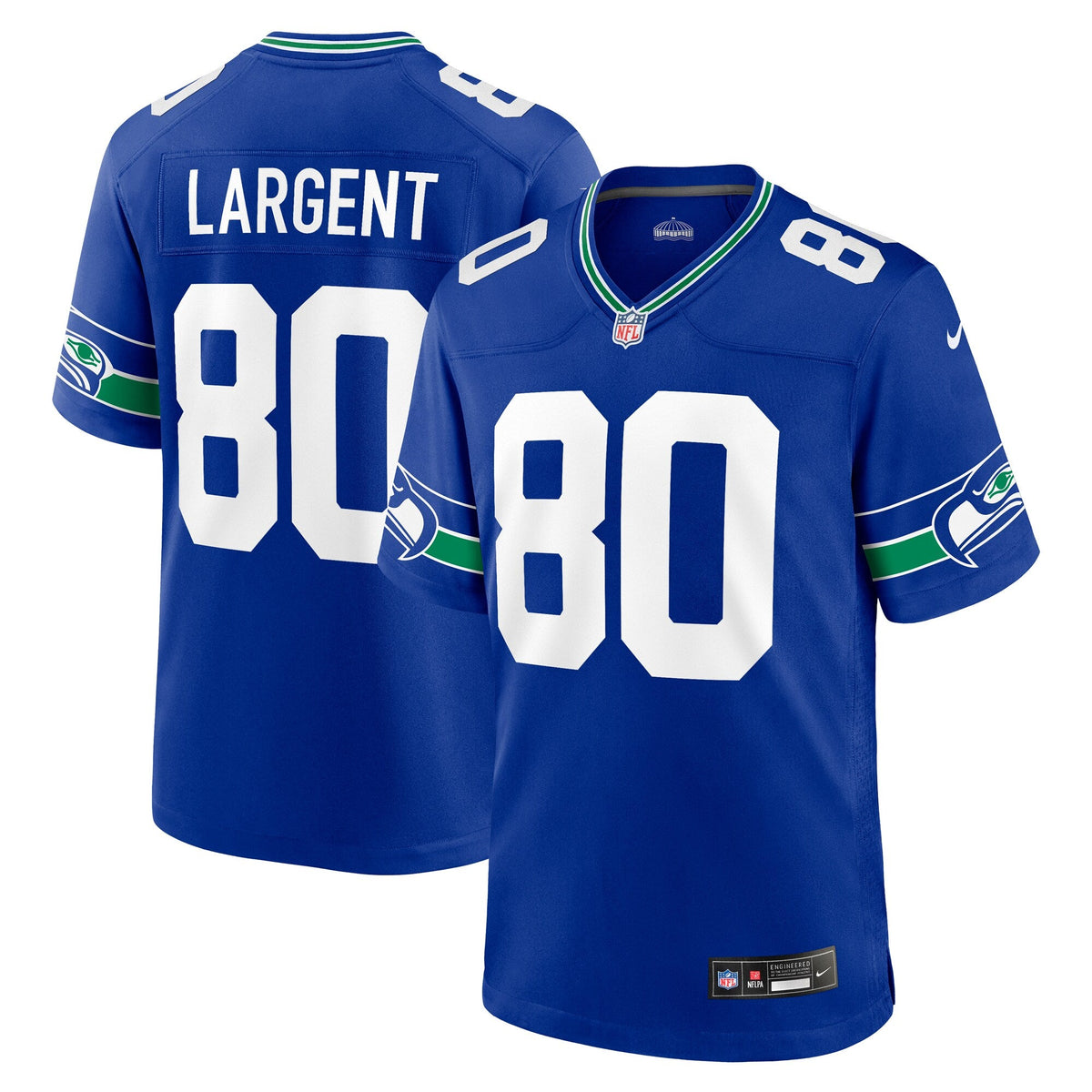 Seattle Seahawks Steve Largent Royal Throwback Retired Player Game Jersey product image 2, provided for visual reference and