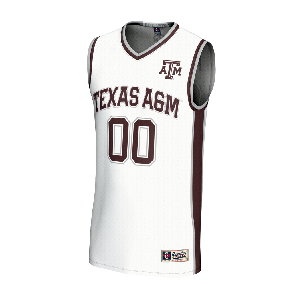 Texas A&M Aggies Lightweight Collegiate Basketball NIL Pick-A-Player Fashion Jersey - White product image 3, provided for
