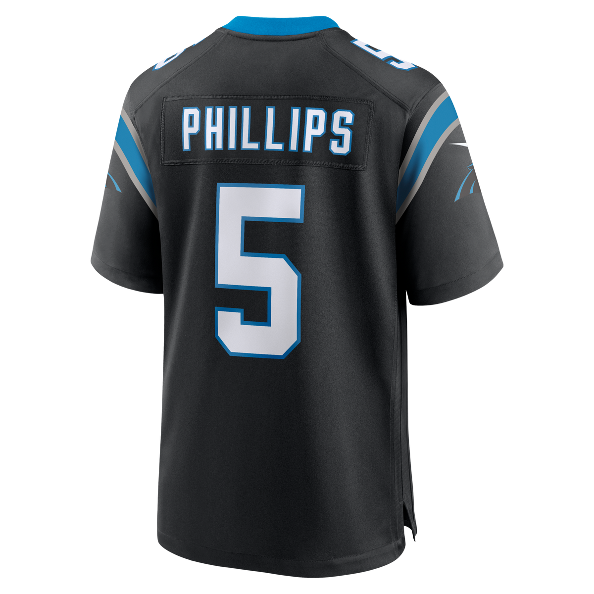 Carolina Panthers Jaelan Phillips Black Game Jersey product image 4, provided for visual reference and product detail review