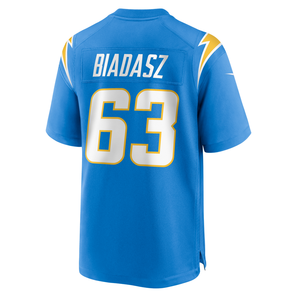 Los Angeles Chargers Tyler Biadasz Powder Blue Team Game Jersey product image 4, provided for visual reference and product