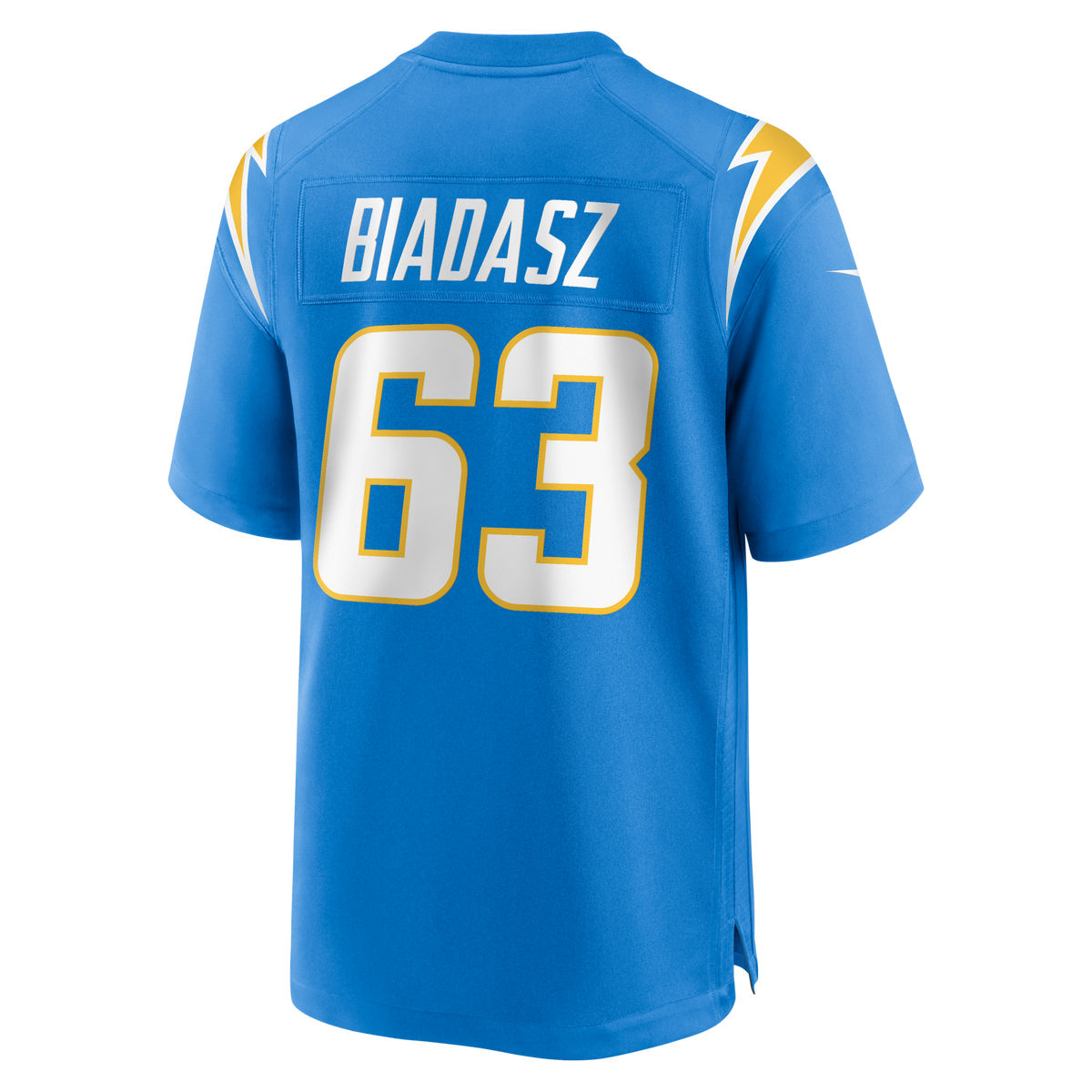 Los Angeles Chargers Tyler Biadasz Powder Blue Team Game Jersey product image 4, provided for visual reference and product