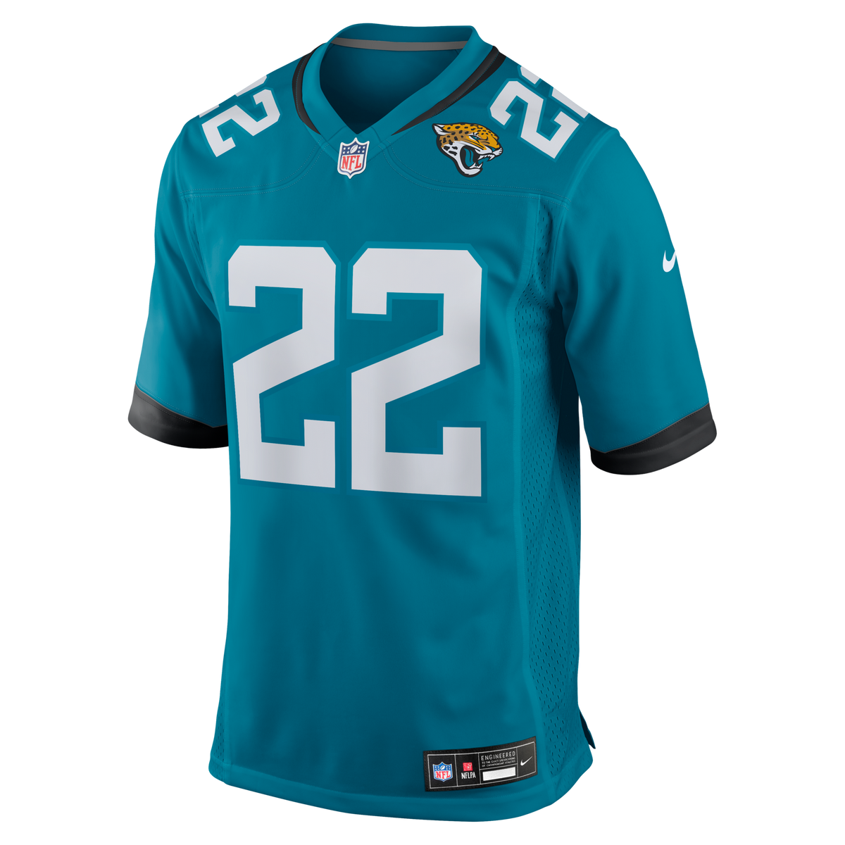 Jacksonville Jaguars Jarrian Jones Teal Team Game Jersey product image 2, provided for visual reference and product detail