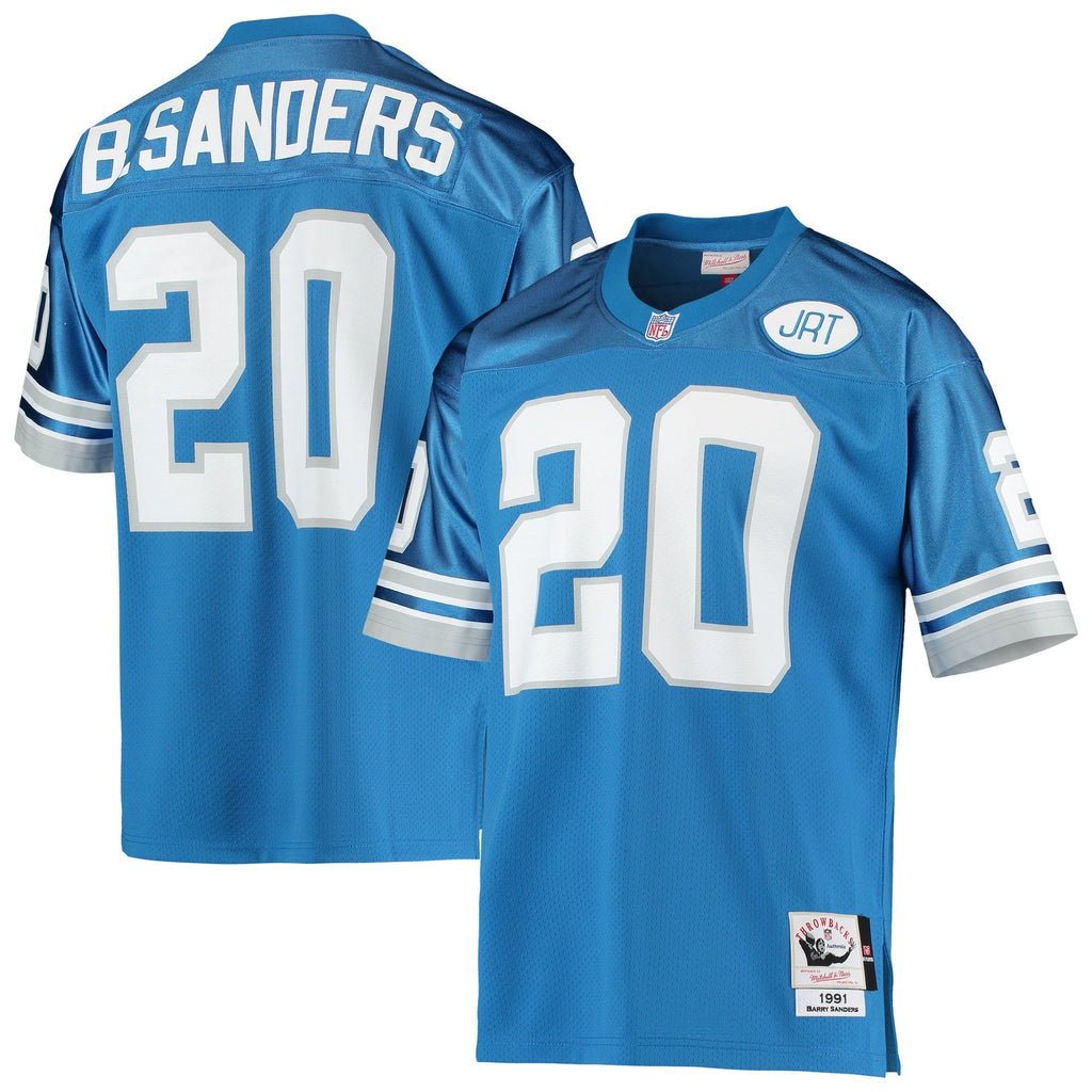 Detroit Lions 1991 Barry Sanders Blue Authentic Throwback Retired Player Jersey product image 2, provided for visual
