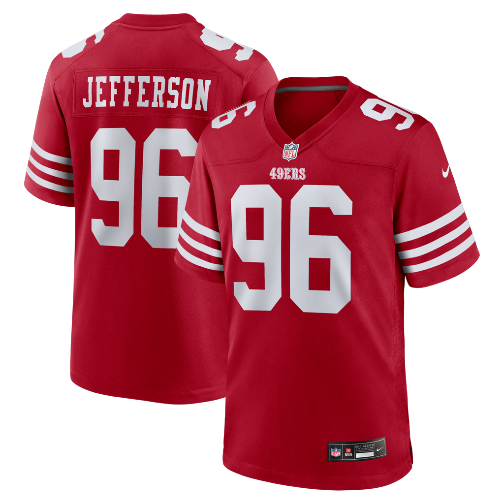 San Francisco 49ers Jordan Jefferson Scarlet Team Game Jersey product image 1, provided for visual reference and product