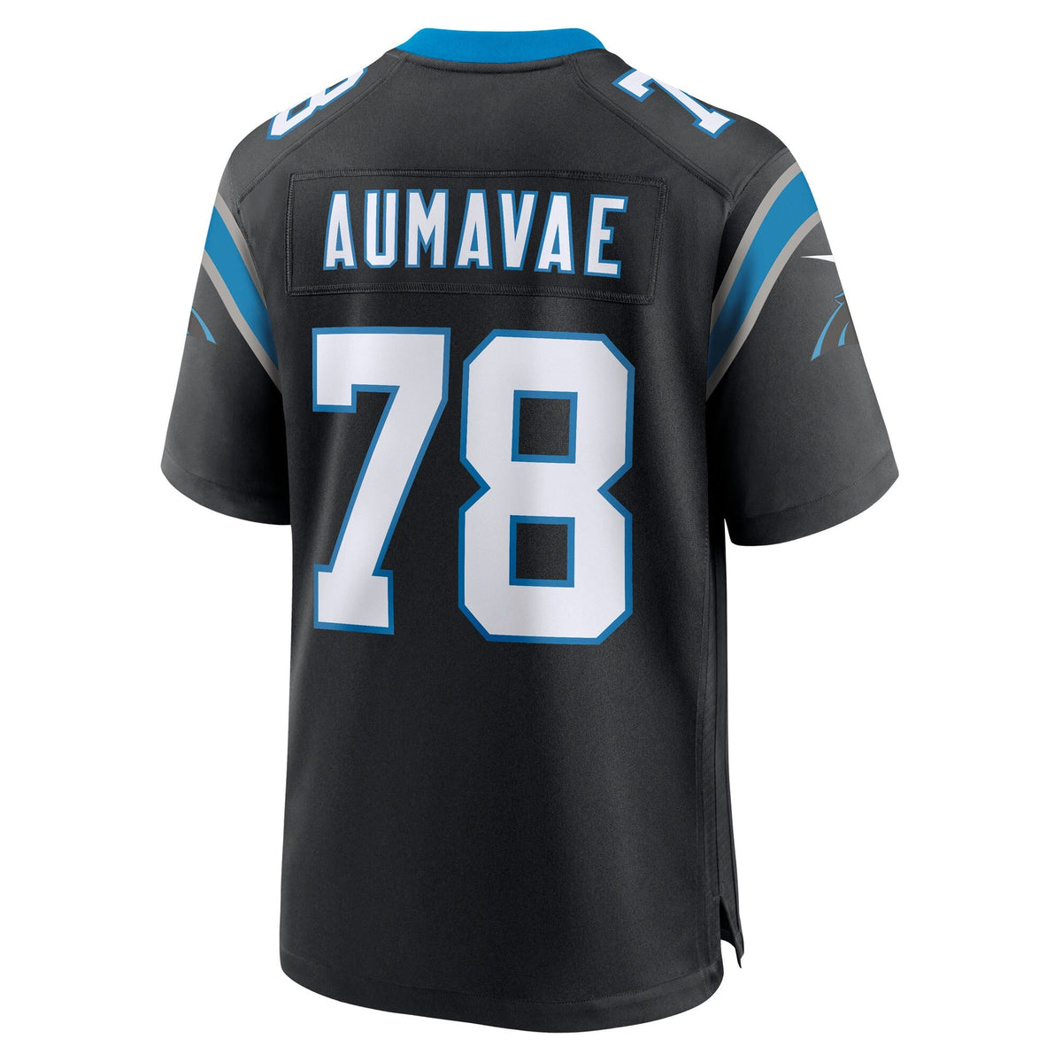 Carolina Panthers Popo Aumavae Black Team Game Jersey product image 4, provided for visual reference and product detail