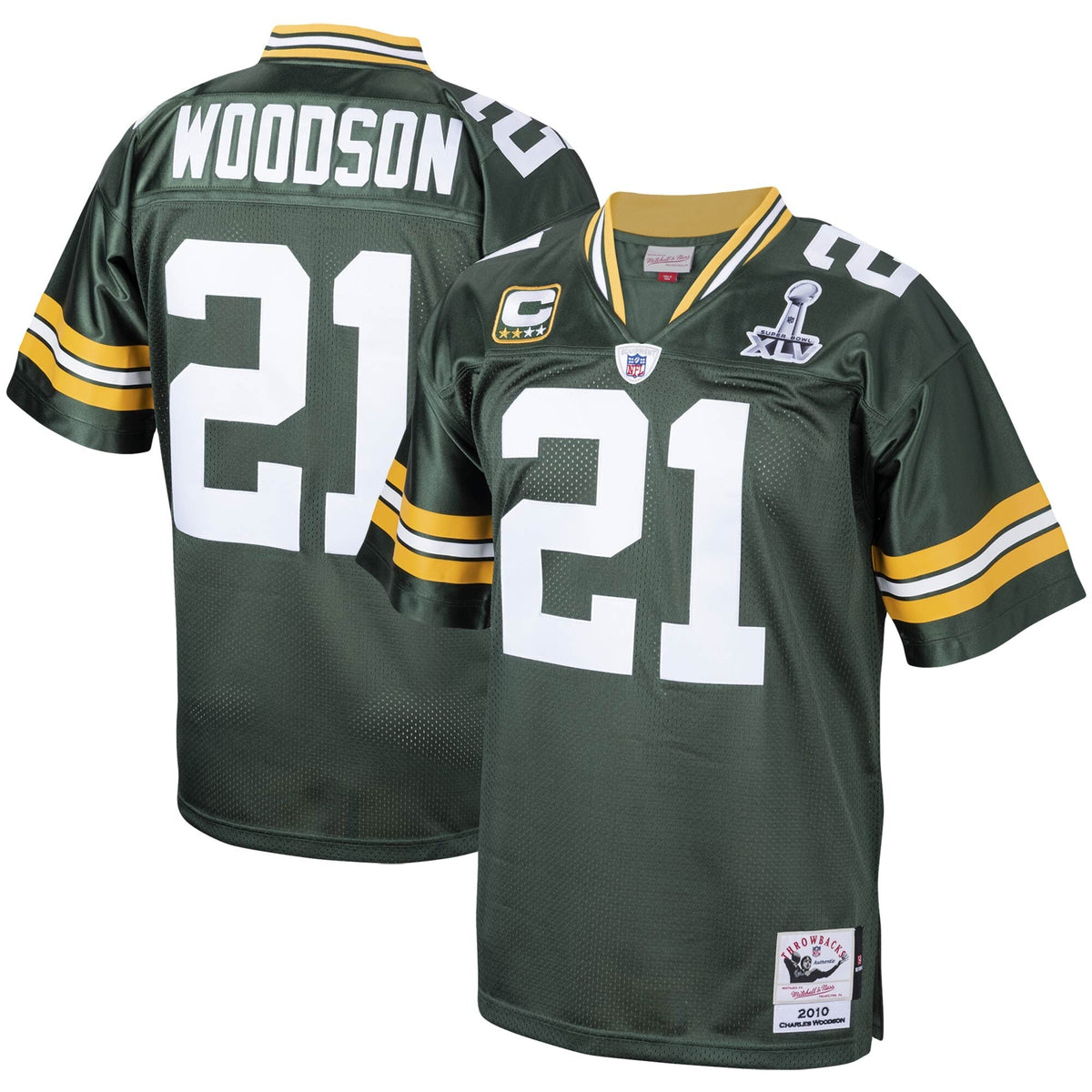 Bay Packers 2010 Charles Woodson Green Authentic Throwback Retired Player Jersey - Green product image 1, provided for