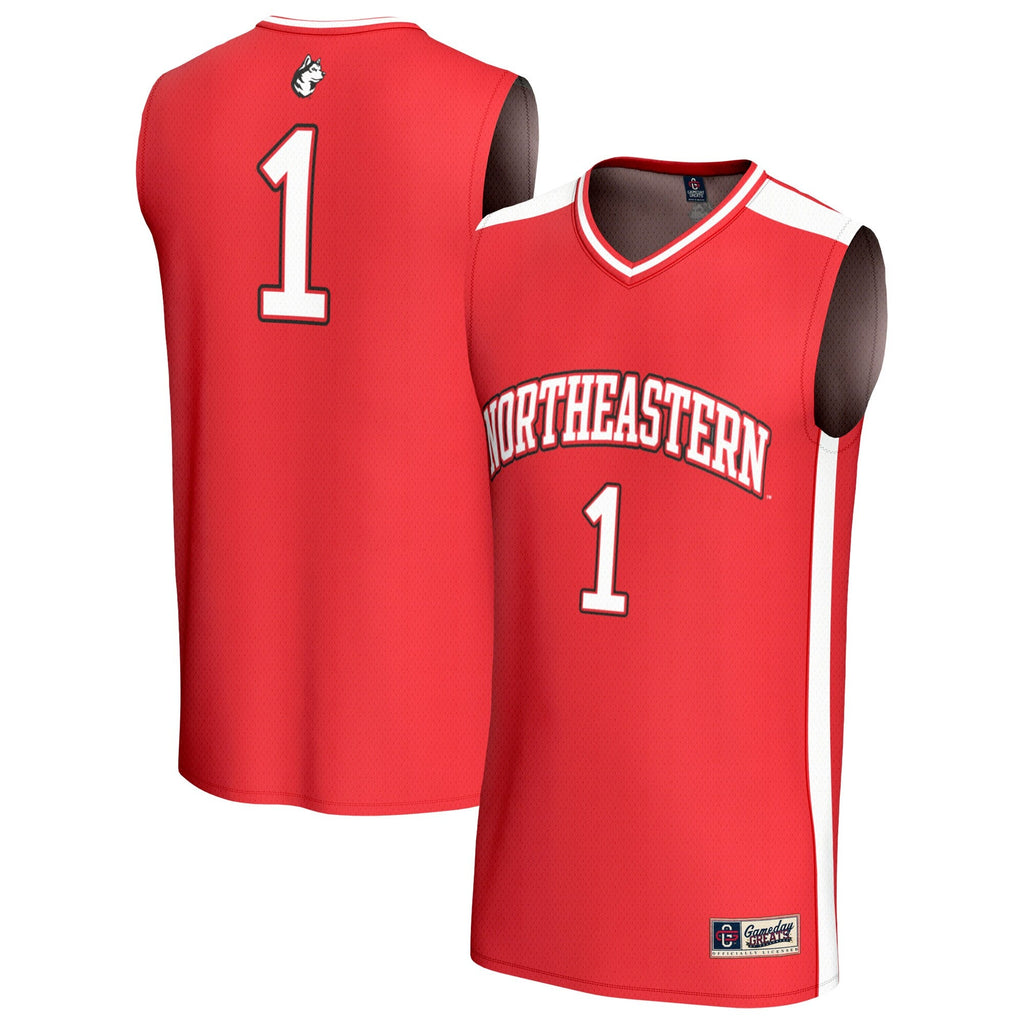 #1 Northeastern Huskies Lightweight Collegiate Basketball Fashion Jersey - Red product image 2, provided for visual