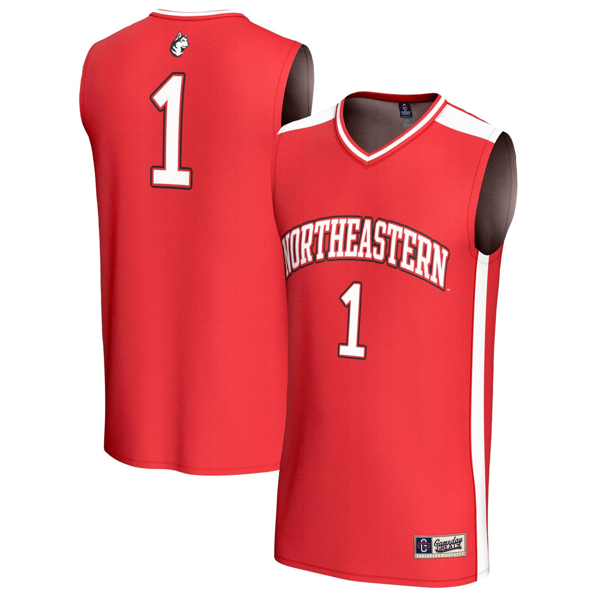 #1 Northeastern Huskies Lightweight Collegiate Basketball Fashion Jersey - Red product image 2, provided for visual