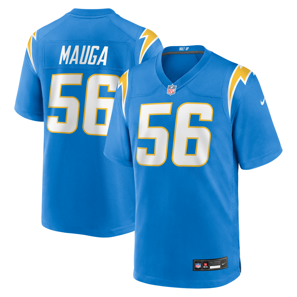 Los Angeles Chargers Kanai Mauga Powder Blue Team Game Jersey product image 1, provided for visual reference and product