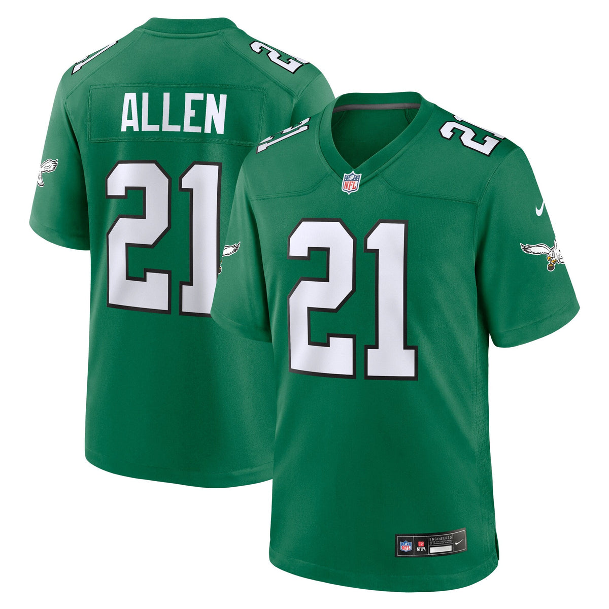 Philadelphia Eagles Eric Allen Kelly Green Retired Player Alternate Game Jersey product image 2, provided for visual