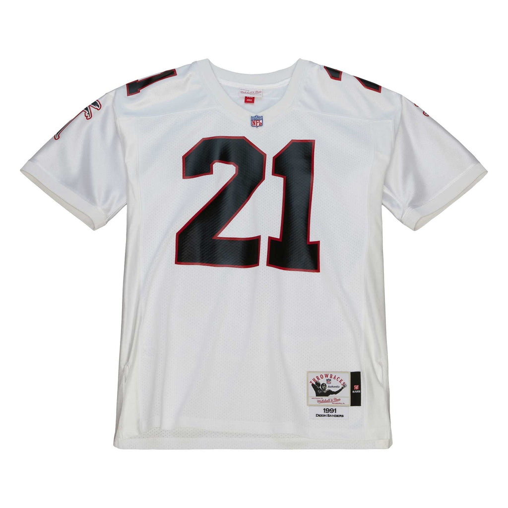 Atlanta Falcons 1991 Deion Sanders White Authentic Throwback Retired Player Jersey product image 3, provided for visual