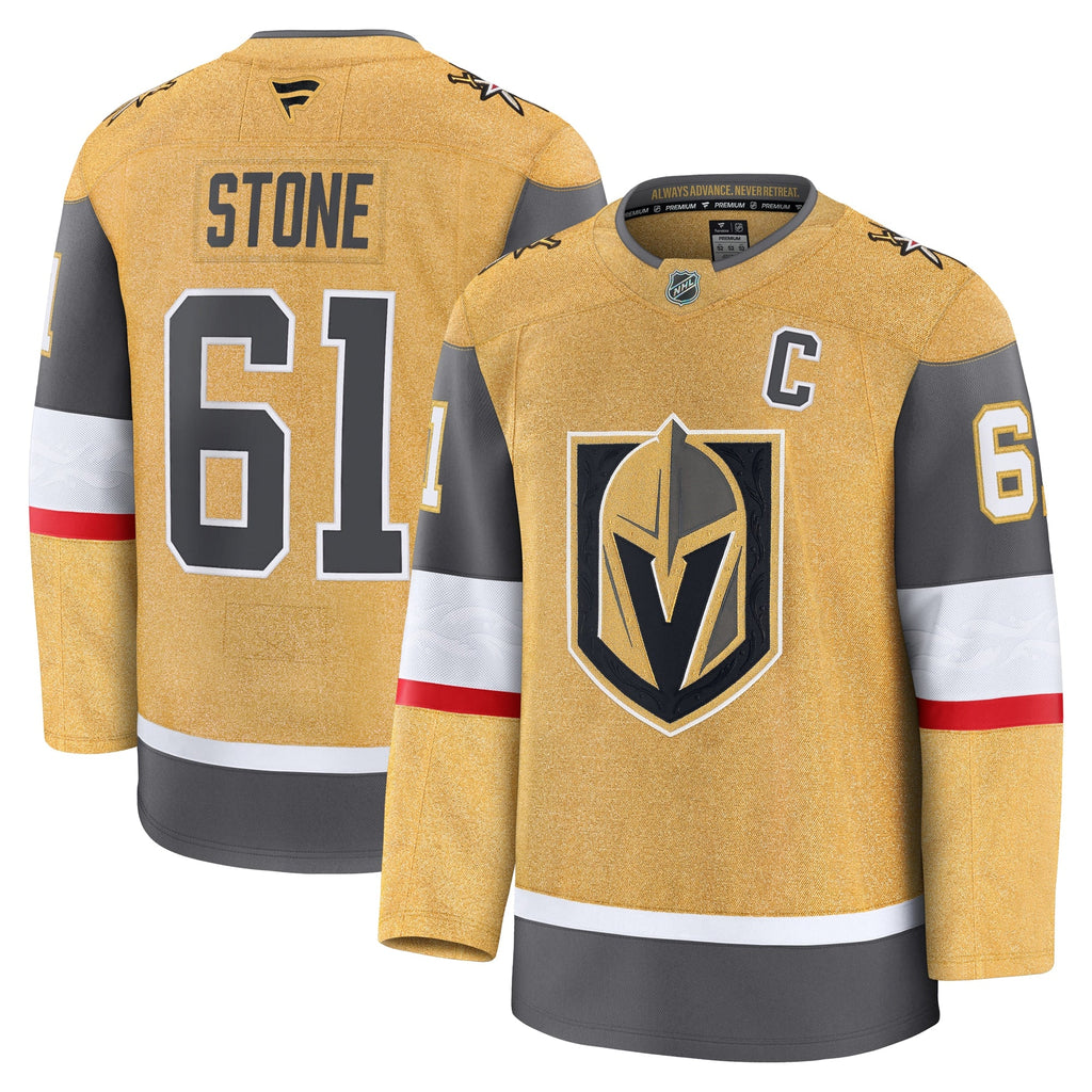 Vegas Golden Knights Mark Stone Gold Home Premium Jersey product image 2, provided for visual reference and product detail