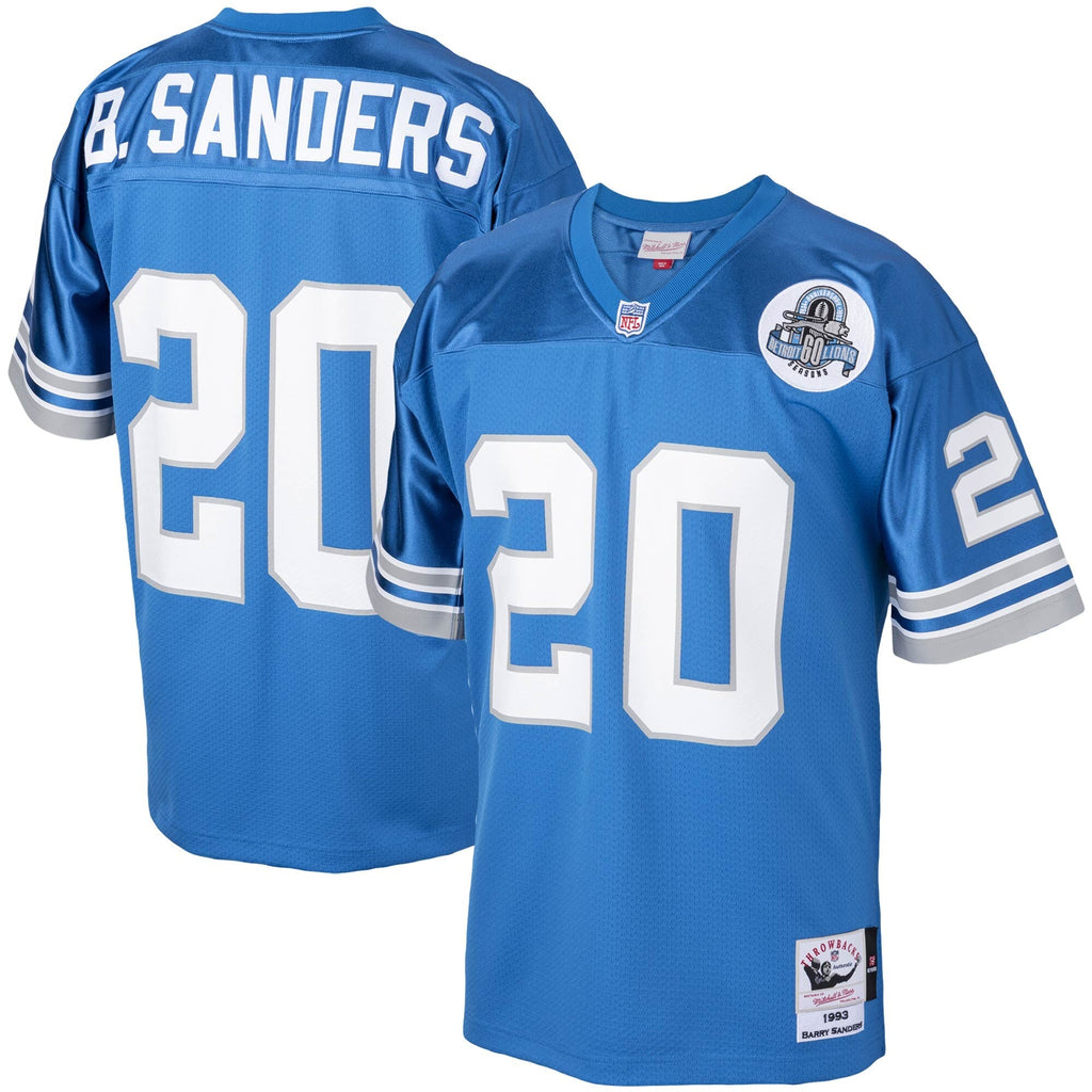 Detroit Lions 1993 Barry Sanders Blue Authentic Throwback Retired Player Jersey product image 2, provided for visual