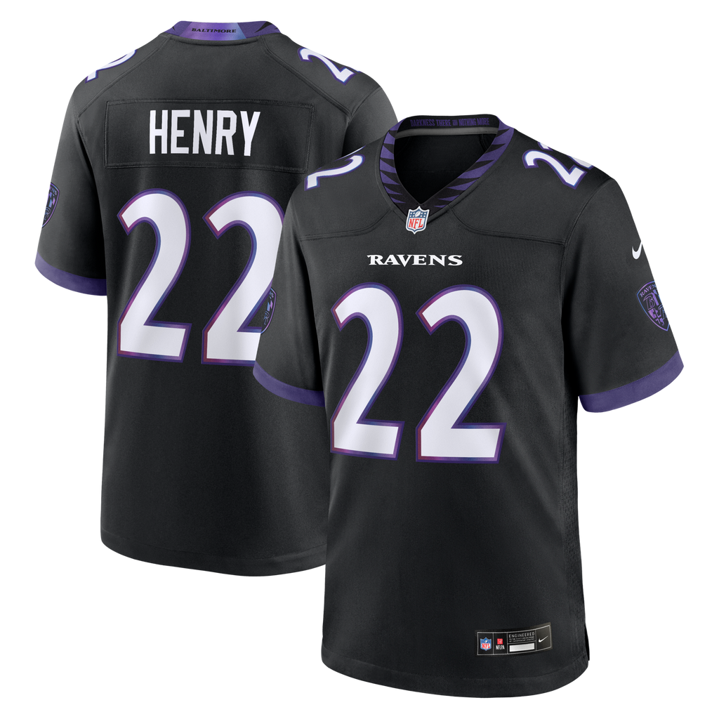 Baltimore Ravens Derrick Henry Black Alternate Game Jersey product image 2, provided for visual reference and product detail