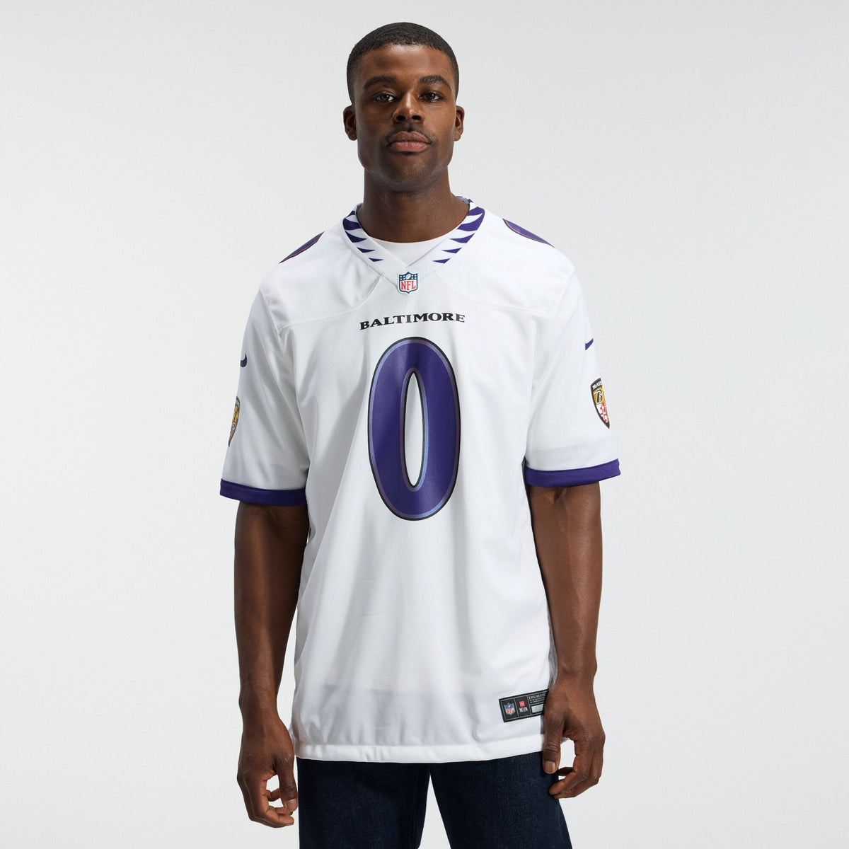 Baltimore Ravens Roquan Smith White Game Jersey product image 3, provided for visual reference and product detail review