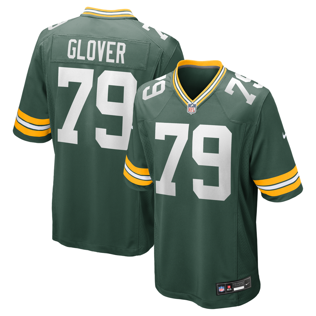 Green Bay Packers Travis Glover Green Game Jersey product image 1, provided for visual reference and product detail review