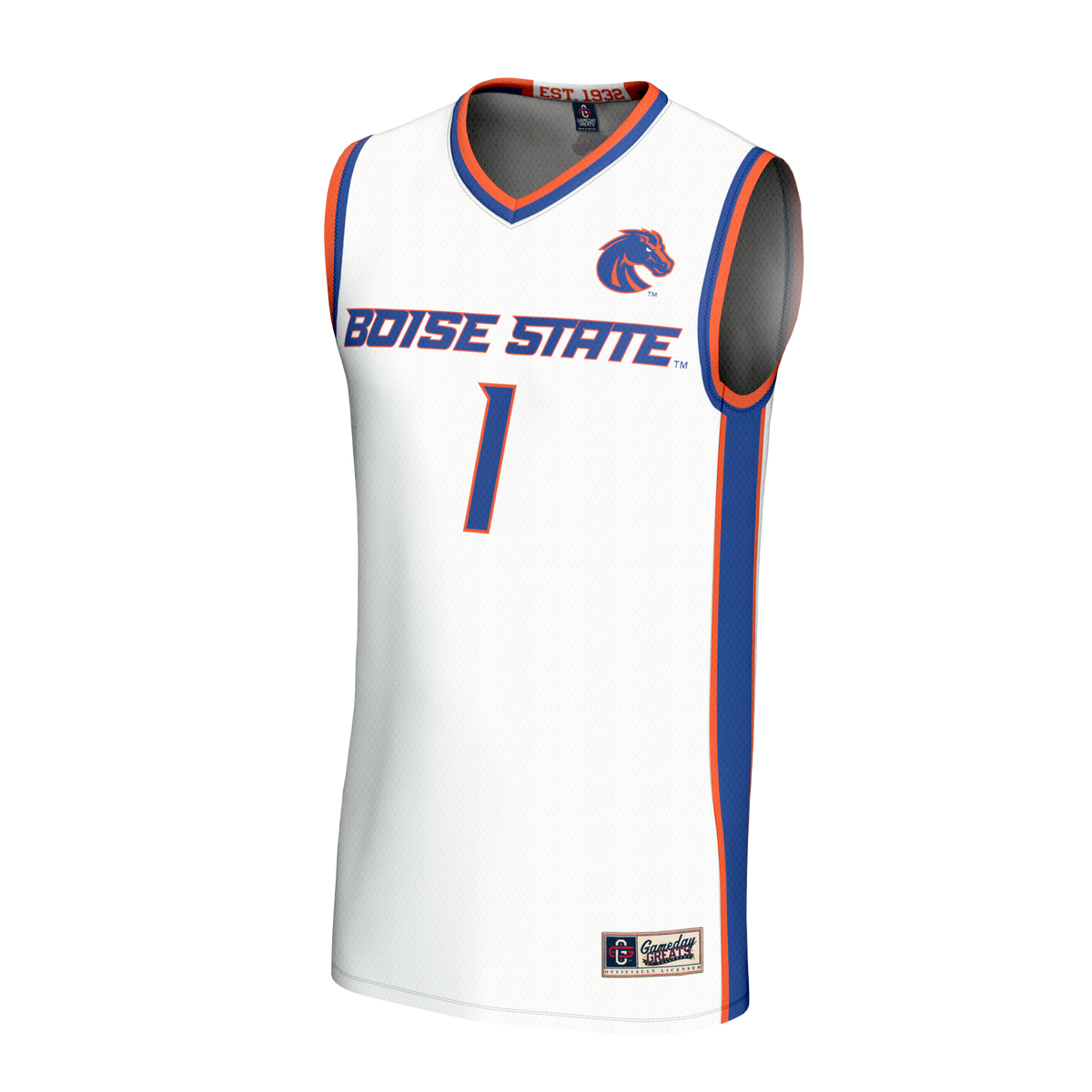 Boise State Broncos Collegiate Basketball Fashion Jersey - White product image 3, provided for visual reference and product