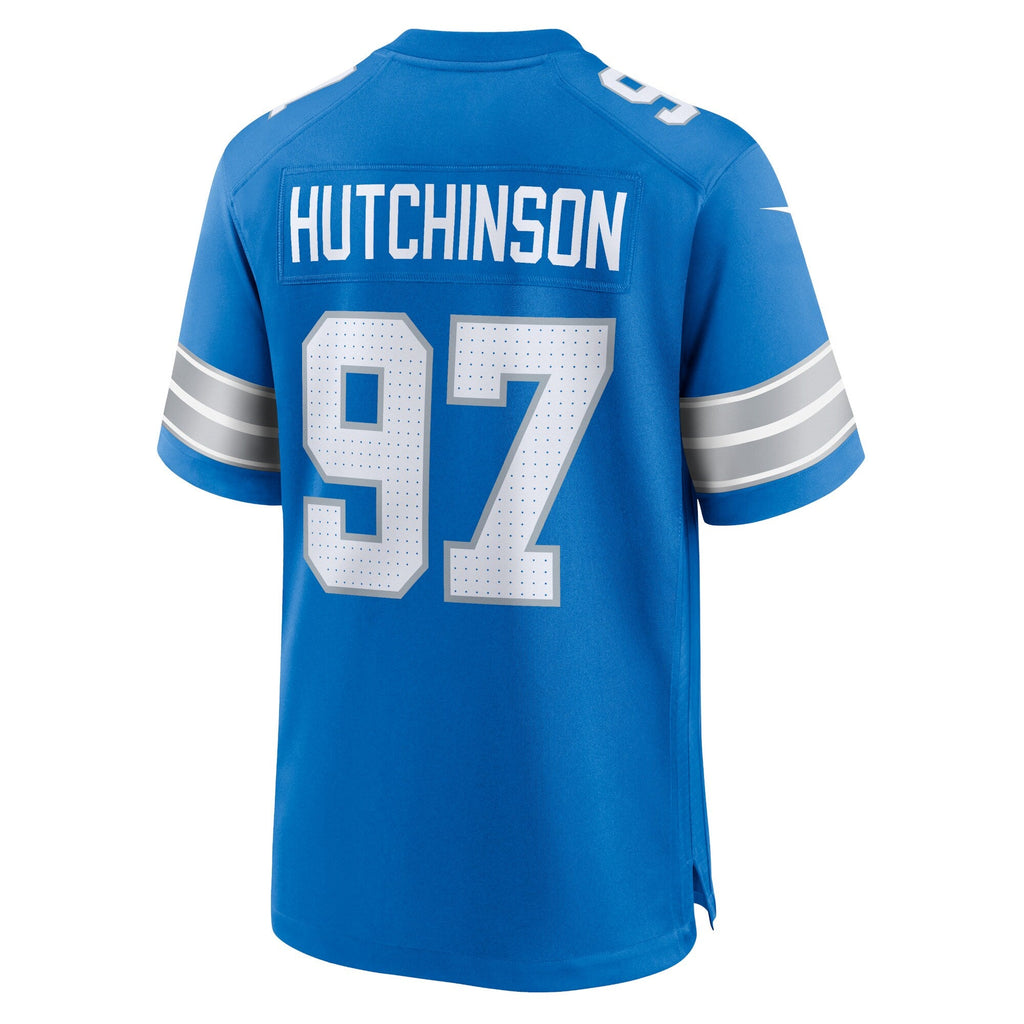 Detroit Lions Aidan Hutchinson Blue Game Jersey product image 4, provided for visual reference and product detail review