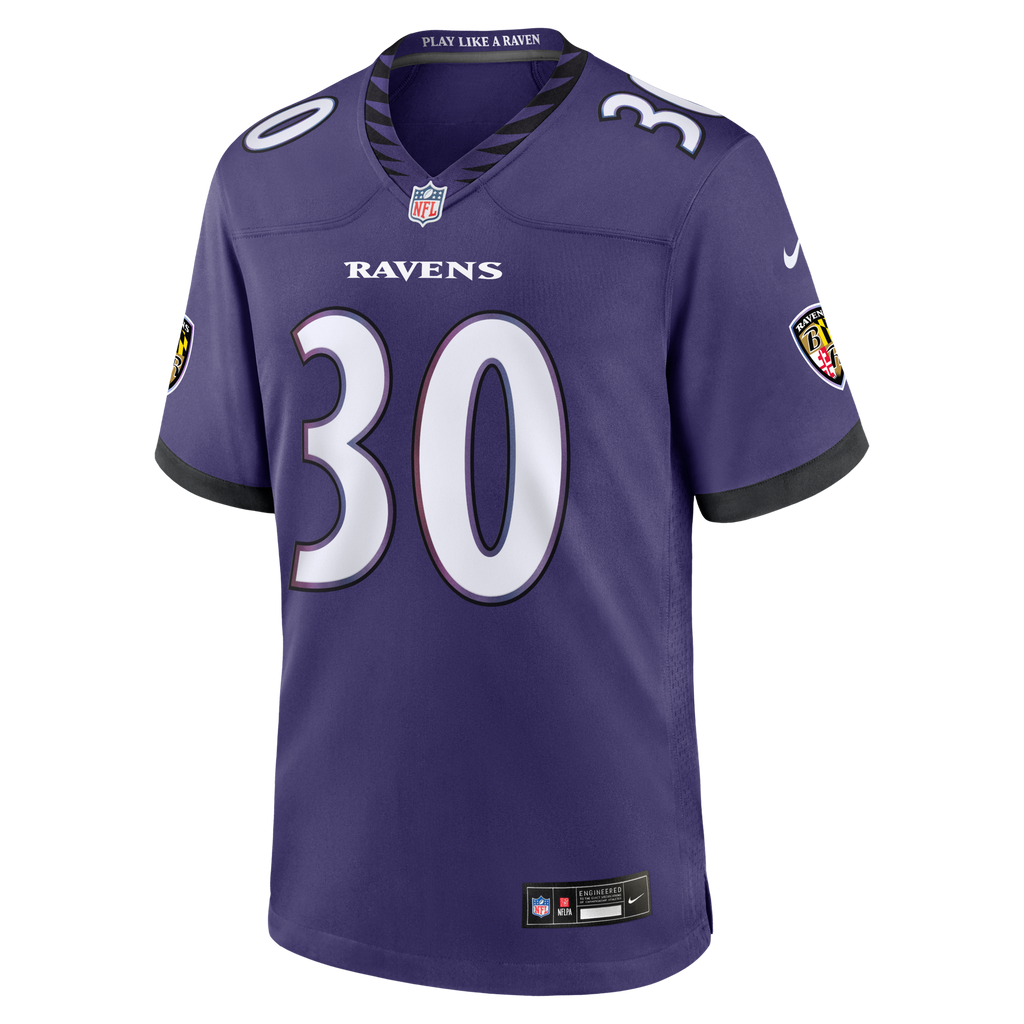 Baltimore Ravens Ryan Eckley Purple Team Game Jersey product image 3, provided for visual reference and product detail review
