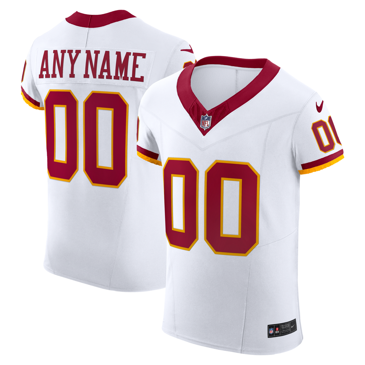 Washington Commanders White Vapor F.U.S.E. Elite Custom Jersey product image 1, provided for visual reference and product