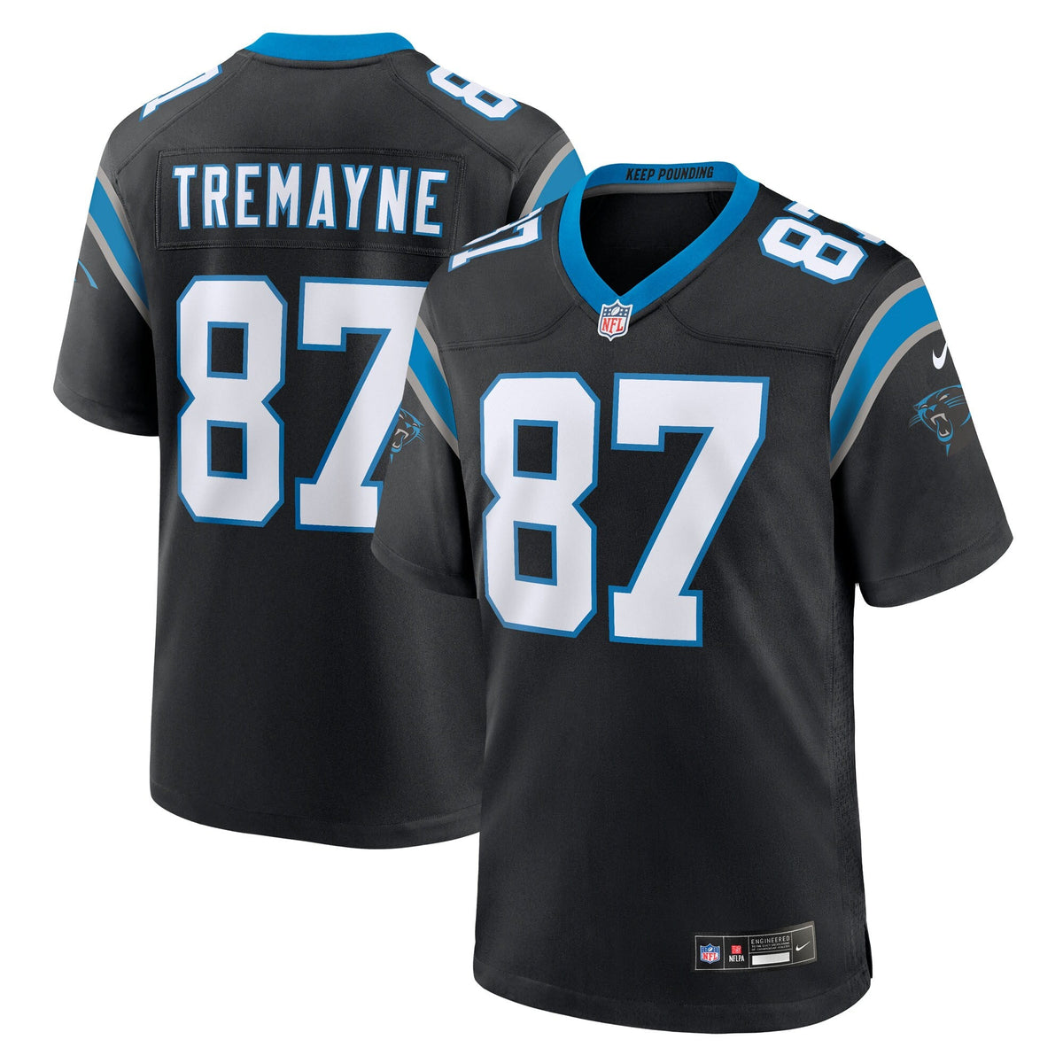 Carolina Panthers Brycen Tremayne Black Team Game Jersey product image 1, provided for visual reference and product detail