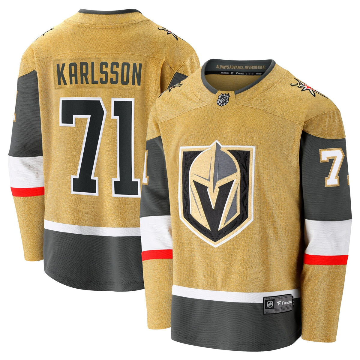 Vegas Golden Knights William Karlsson Gold Home Breakaway Jersey product image 2, provided for visual reference and product