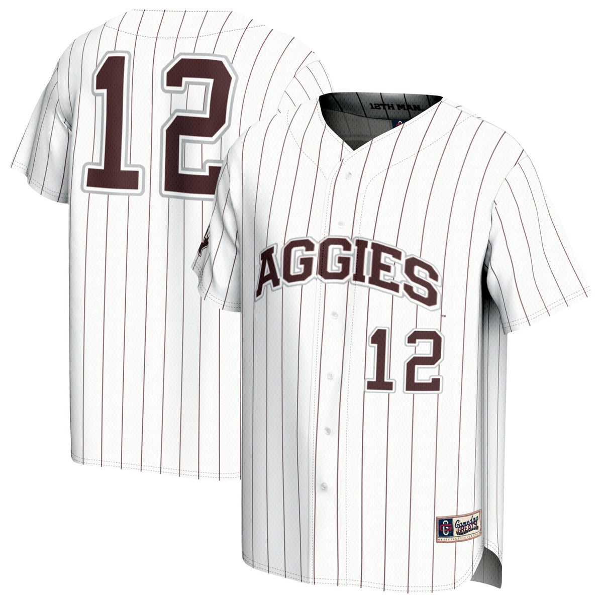 Texas A&M Aggies Adult Lightweight Baseball Jersey - White product image 2, provided for visual reference and product detail