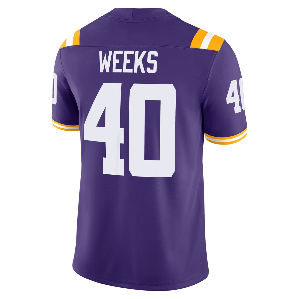 Whit Weeks LSU Tigers Home Game Jersey - Purple product image 4, provided for visual reference and product detail review