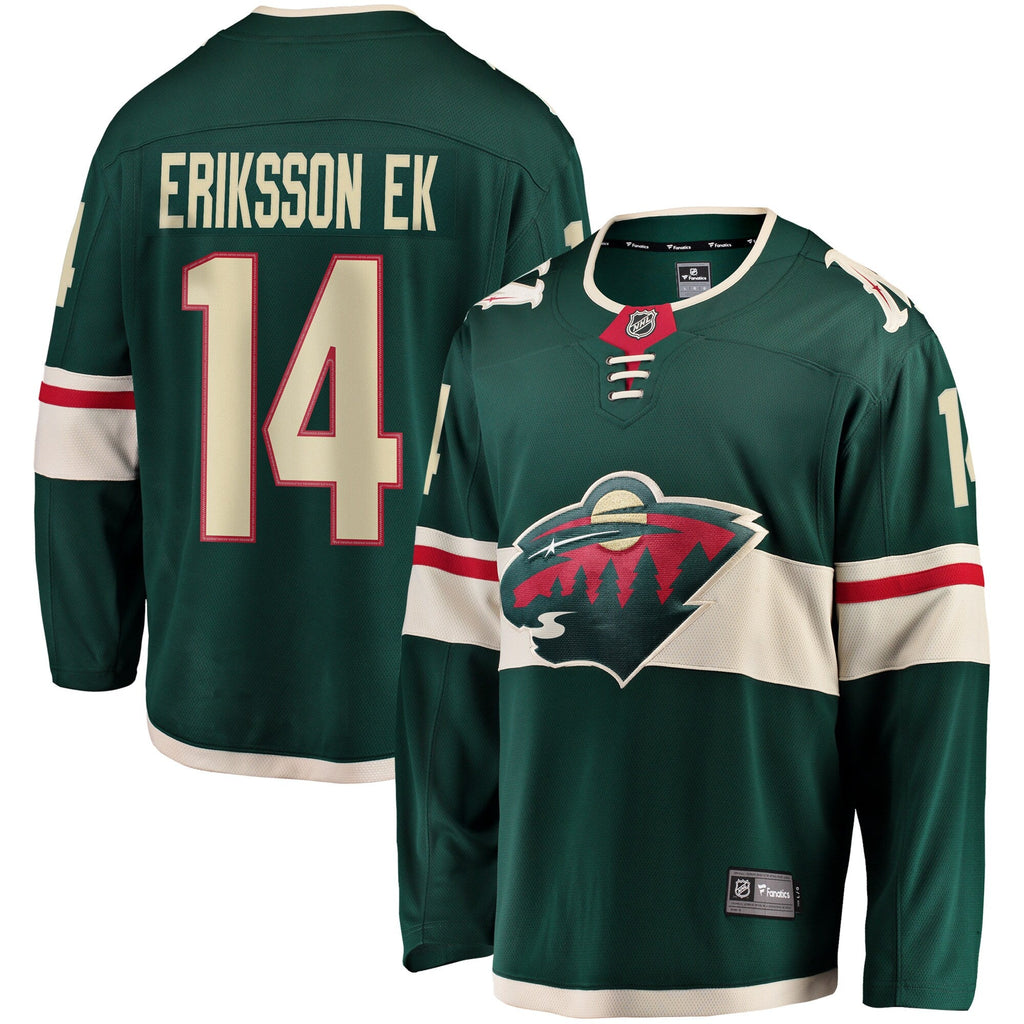 Minnesota Wild Joel Eriksson Ek Green Breakaway Jersey product image 2, provided for visual reference and product detail
