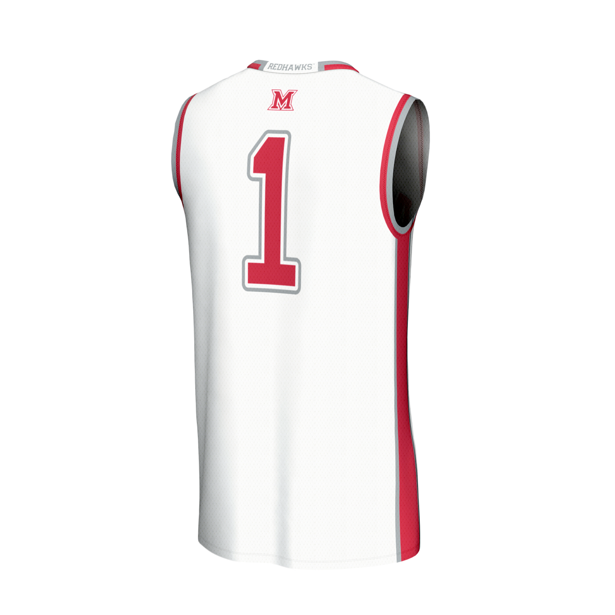 #1 Miami University RedHawks Lightweight Collegiate Basketball Fashion Jersey - White product image 4, provided for visual