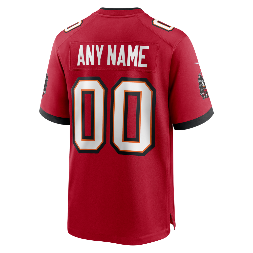 Red Tampa Bay Buccaneers Team Custom Game Jersey product image 3, provided for visual reference and product detail review