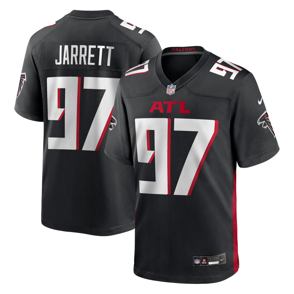 Atlanta Falcons Grady Jarrett Black Game Player Jersey product image 1, provided for visual reference and product detail
