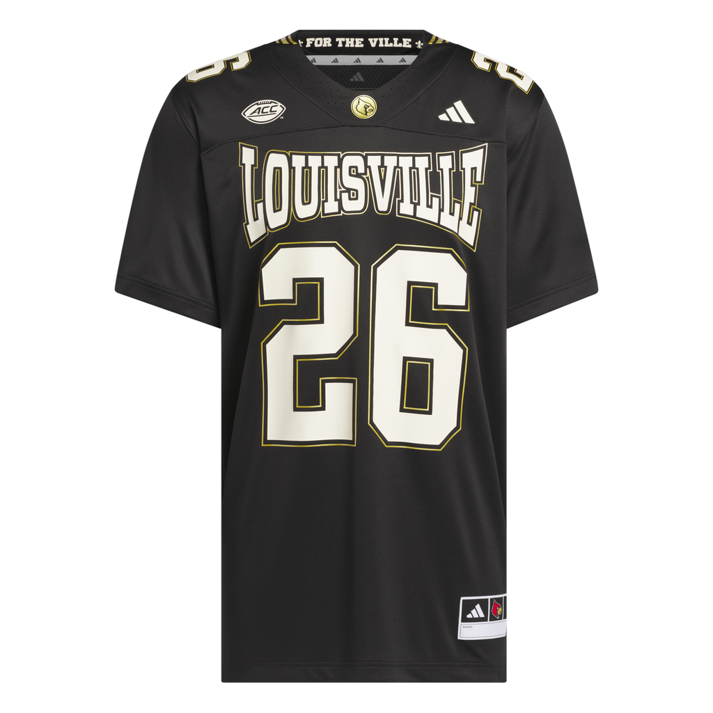 #26 Louisville Cardinals For the Ville Premier Strategy Jersey - Black product image 5, provided for visual reference and