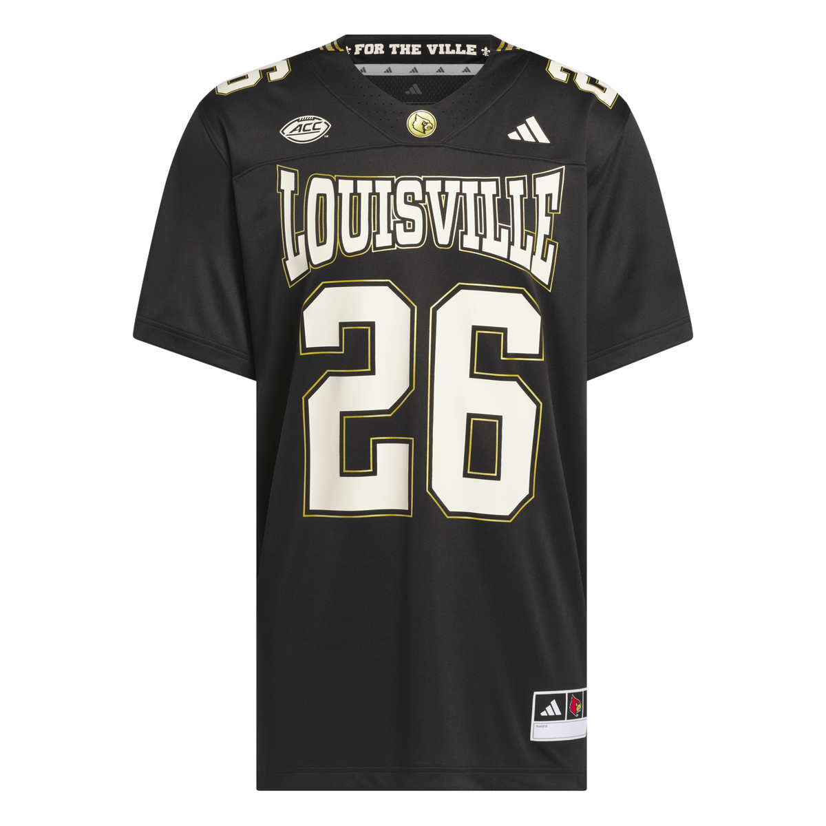 #26 Louisville Cardinals For the Ville Premier Strategy Jersey - Black product image 5, provided for visual reference and