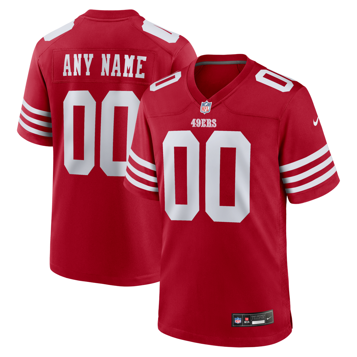 San Francisco 49ers Scarlet Custom Jersey product image 1, provided for visual reference and product detail review