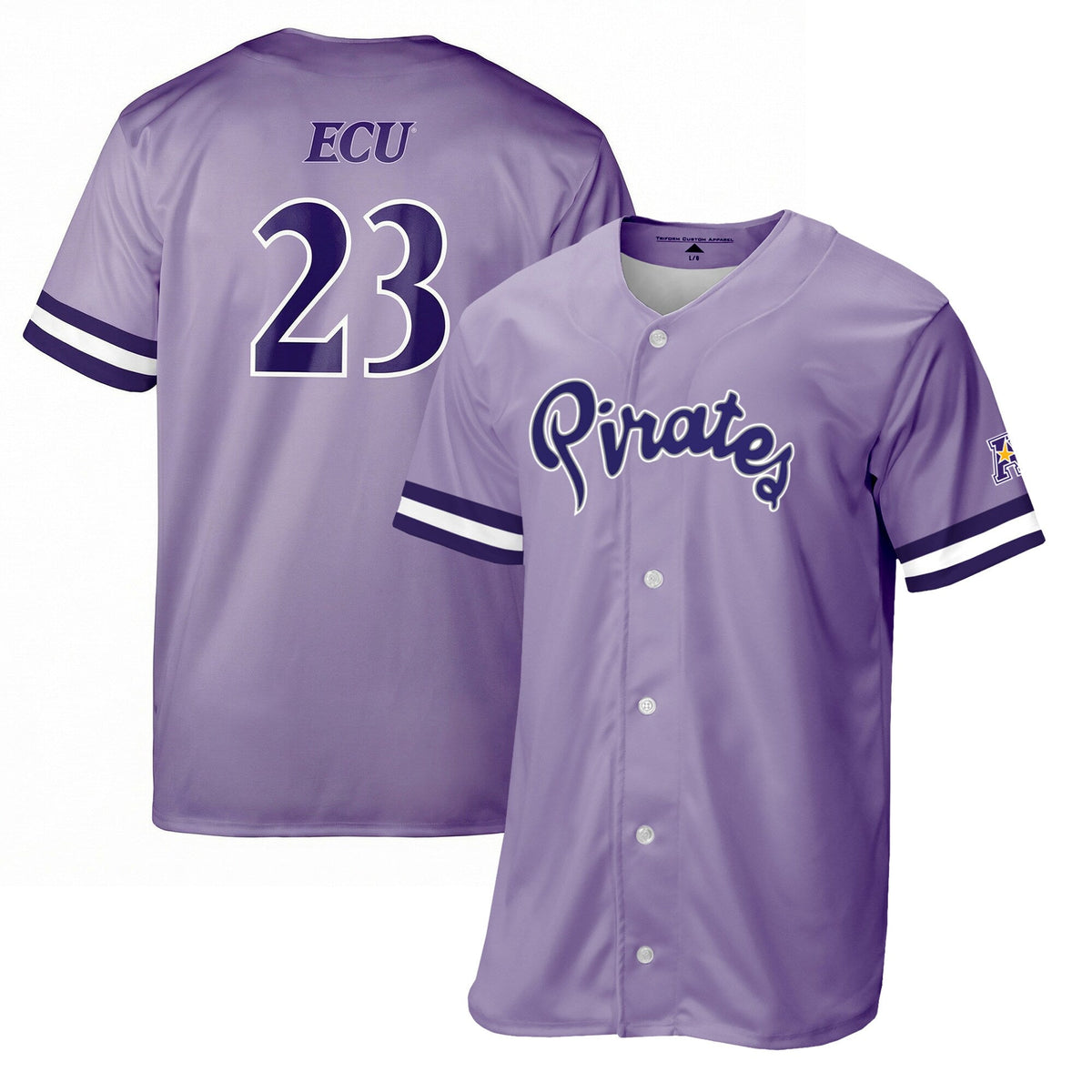 ECU Pirates Replica Baseball Jersey - Purple product image 1, provided for visual reference and product detail review