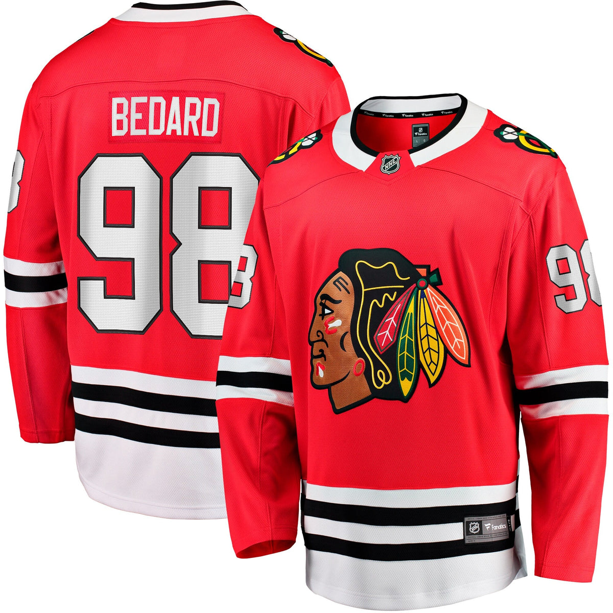Chicago Blackhawks Connor Bedard Red Home Breakaway Player Jersey product image 1, provided for visual reference and product