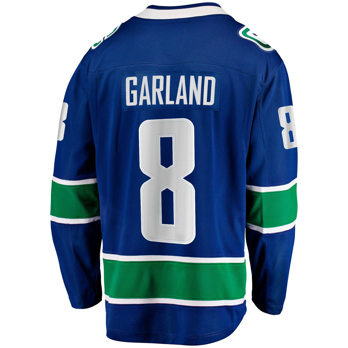 Vancouver Canucks Conor Garland Blue Home Breakaway Jersey product image 4, provided for visual reference and product detail