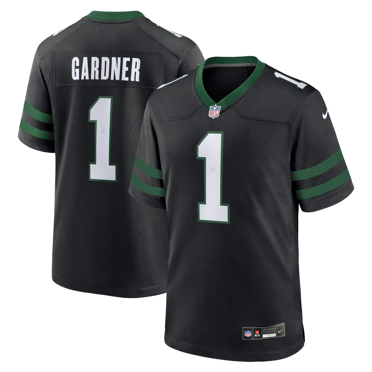 New York Jets Ahmad Sauce Gardner Legacy Black Alternate Game Jersey product image 1, provided for visual reference and