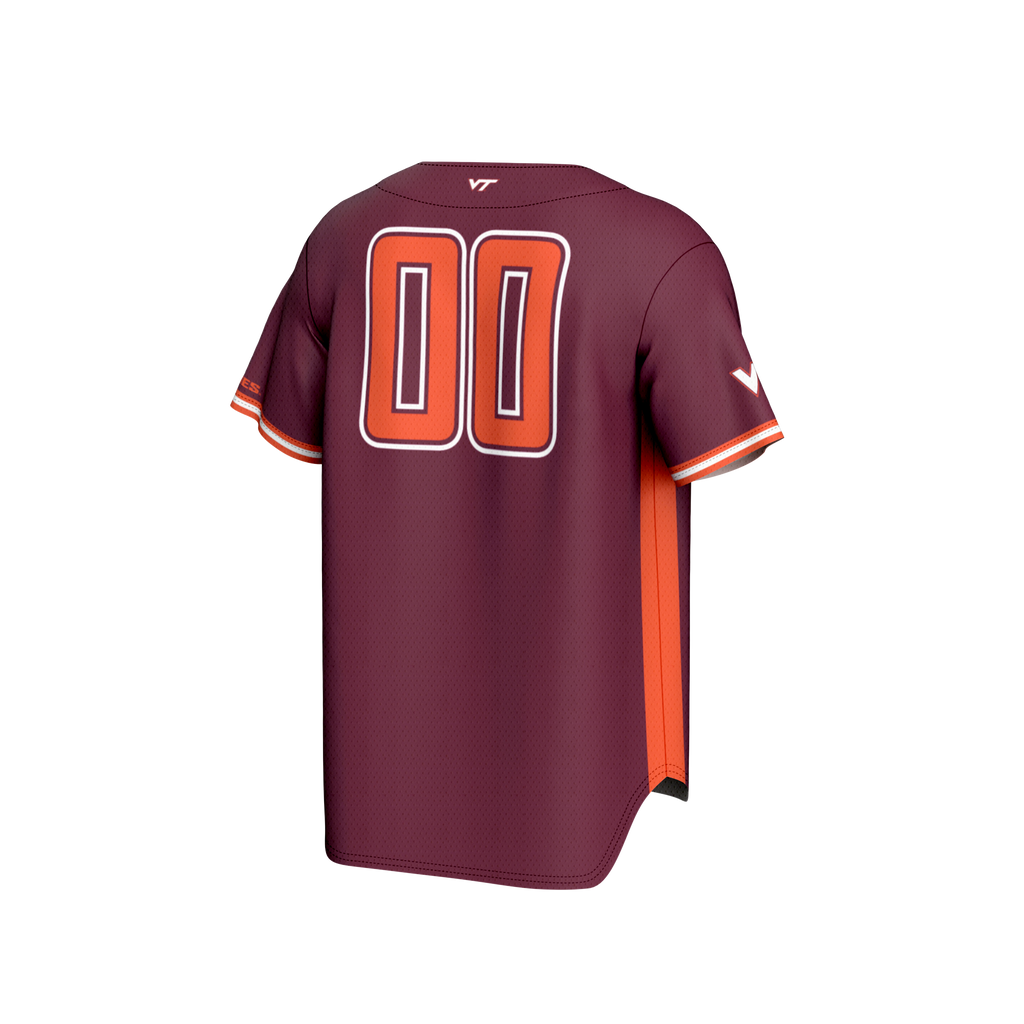 #00 Virginia Tech Hokies Adult Lightweight Collegiate Baseball Fashion Jersey - Maroon product image 4, provided for visual