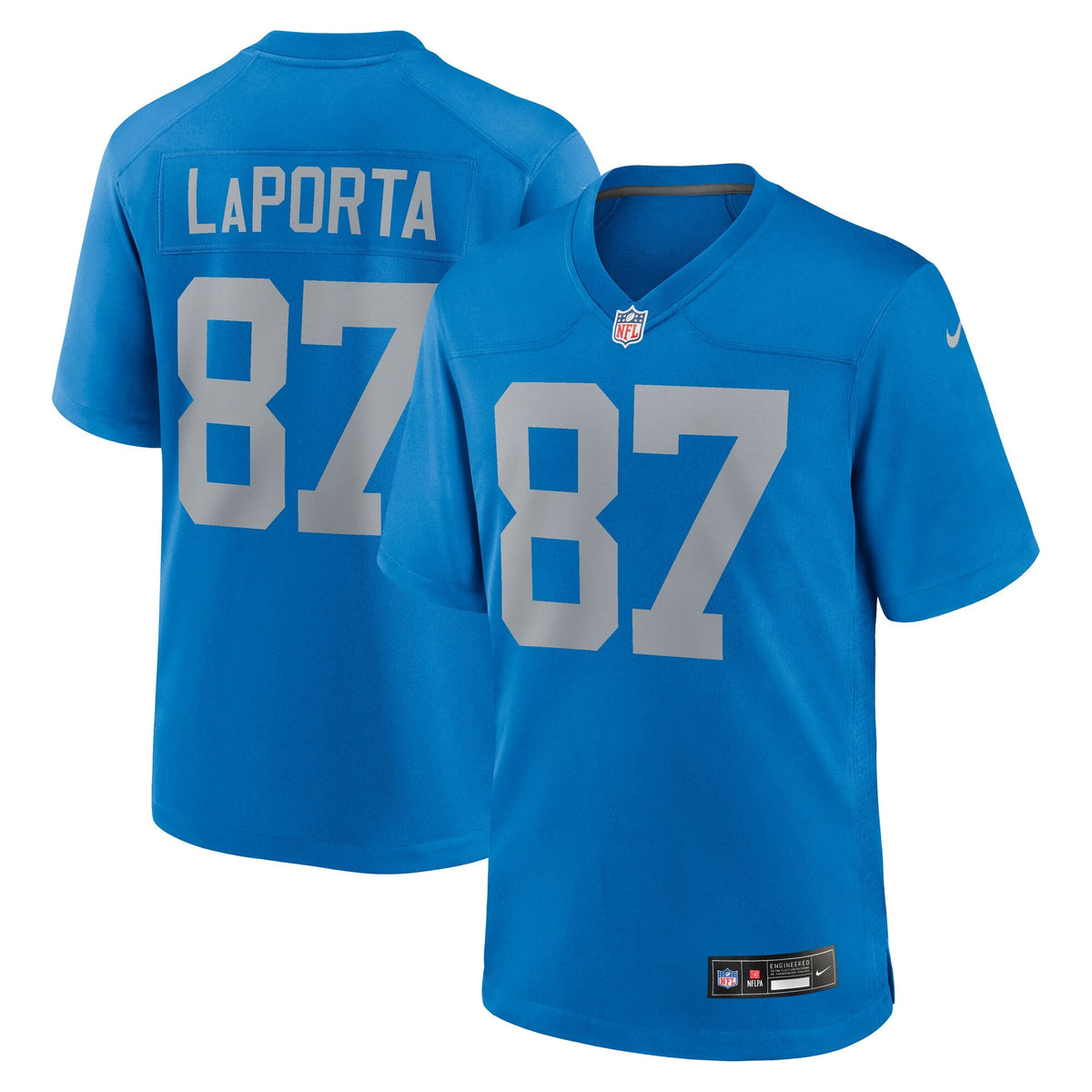 Detroit Lions Sam LaPorta Blue Alternate Game Jersey product image 2, provided for visual reference and product detail review