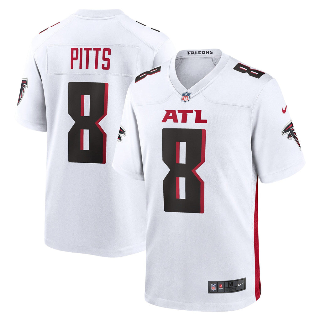 Atlanta Falcons Kyle Pitts White Game Player Jersey product image 2, provided for visual reference and product detail review